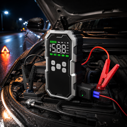 7000A Jump Starter with Air Compressor 150PSI — Car Battery Booster + Power Bank
