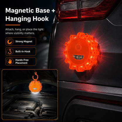 USB Rechargeable LED Road Flares — Magnetic Emergency Safety Beacon, 3-12 Pack