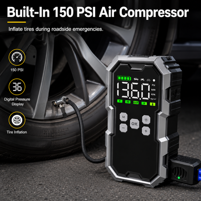 7000A Jump Starter with Air Compressor 150PSI — Car Battery Booster + Power Bank