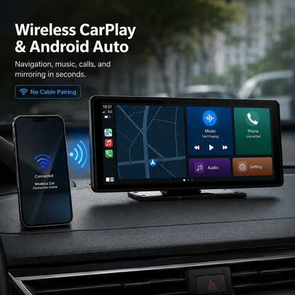 Portable Wireless CarPlay & Android Auto Screen — Plug-In Car Stereo Upgrade