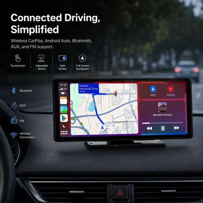 Portable Wireless CarPlay & Android Auto Screen — Plug-In Car Stereo Upgrade